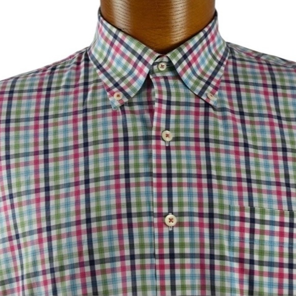 Peter Millar Cotton Plaid Button Down Shirt Size M - Picture 1 of 13